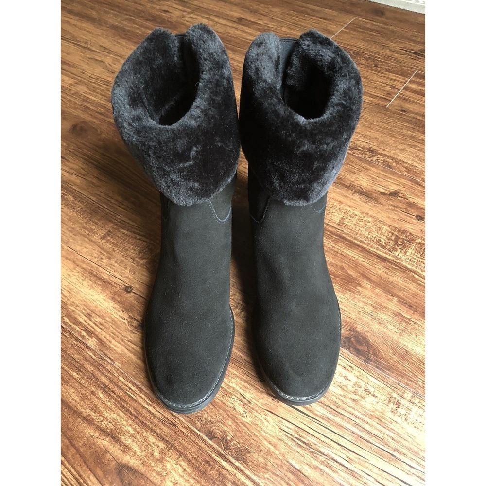 G.H.Bass Aria Women's Suede Upper Boots Size 10 Mโ Black Flat Pull On